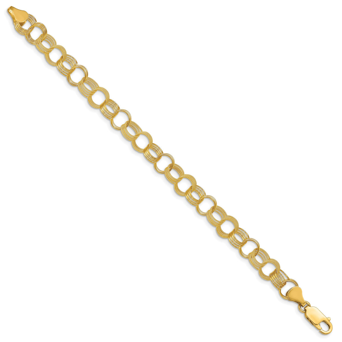 14k Solid Triple Link Charm Bracelet-DO533-7