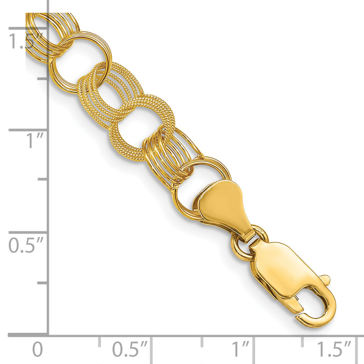 14k Solid Triple Link Charm Bracelet-DO533-7