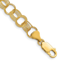14k Solid Triple Link Charm Bracelet-DO533-7
