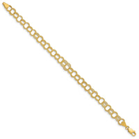 14k Solid Triple Link Charm Bracelet-DO536-8