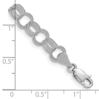 14k White Gold Solid Triple Link Charm Bracelet-DO536W-7