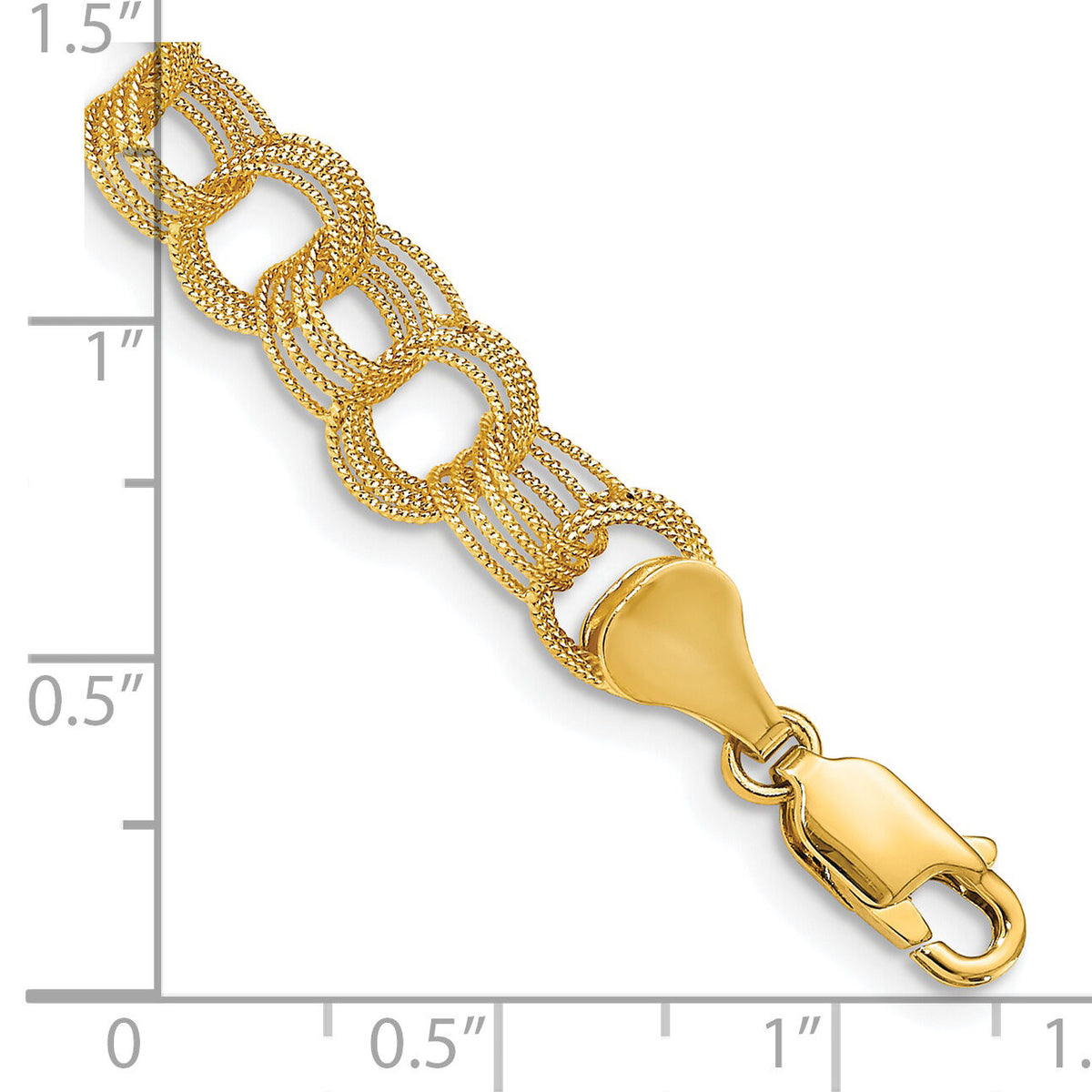 14k Solid Triple Link Charm Bracelet-DO537-7