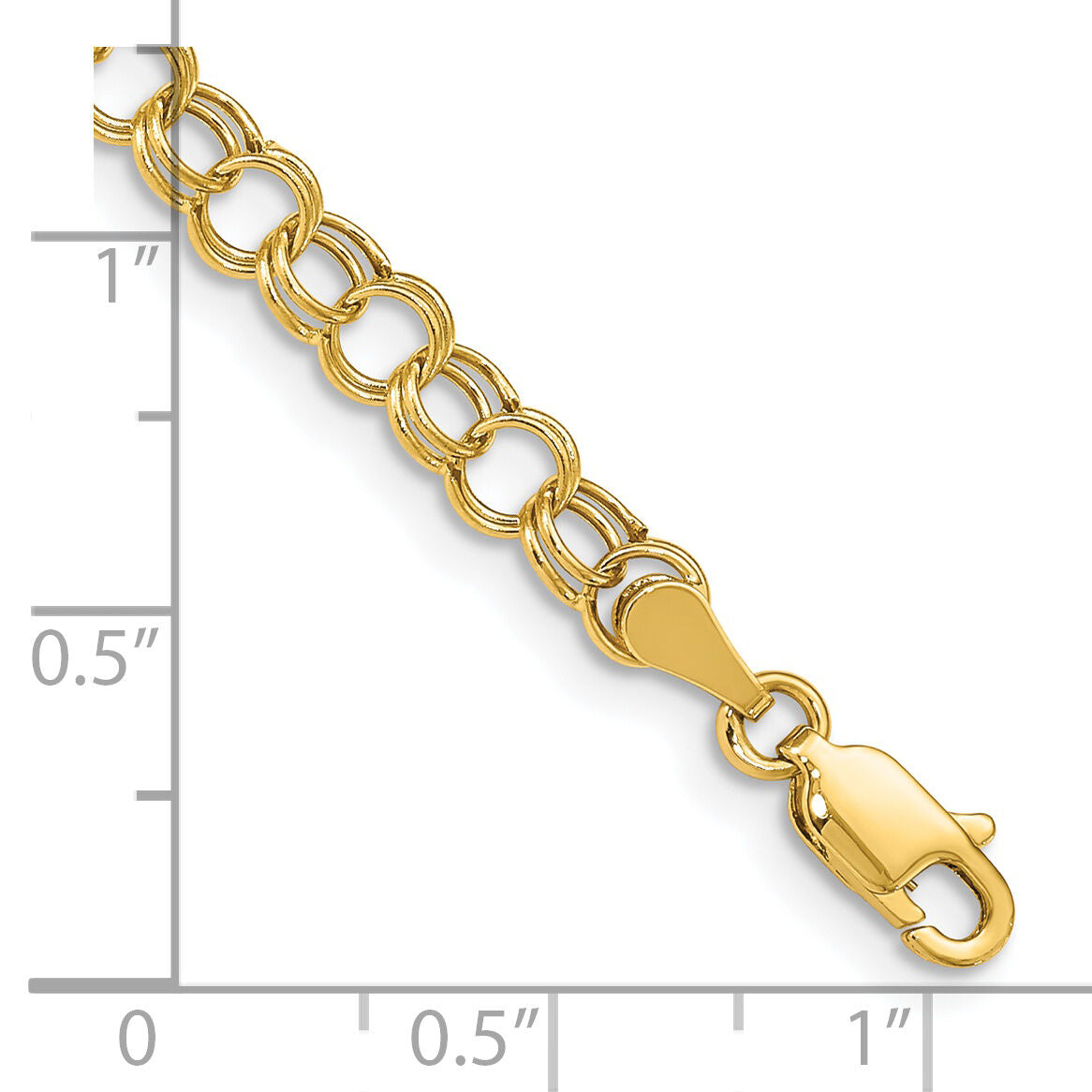 14k Hollow Double Link Charm Bracelet-DO540-8