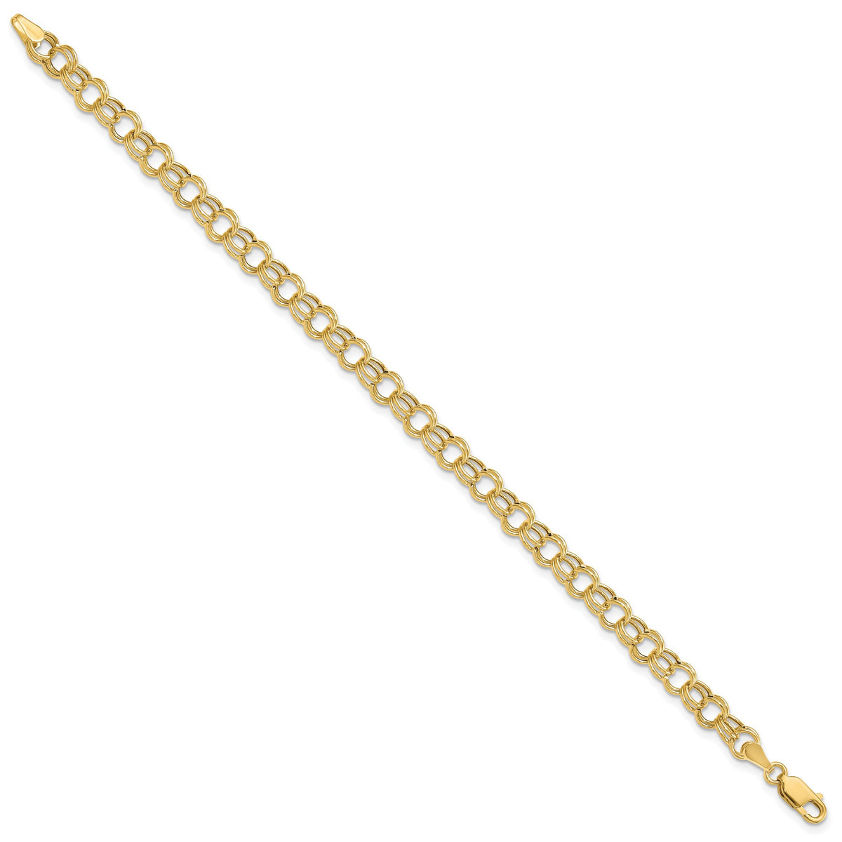 14k Hollow Double Link Charm Bracelet-DO541-7