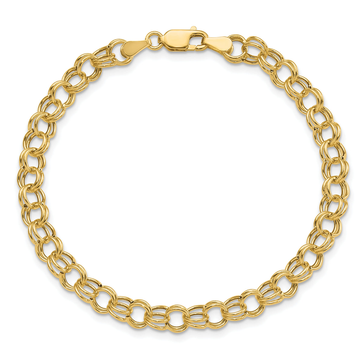 14k Hollow Double Link Charm Bracelet-DO541-7