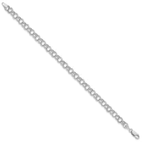 14k White Gold Hollow Double Link Charm Bracelet-DO541W-7