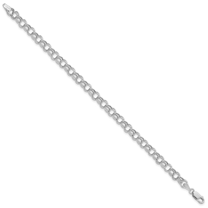 14k White Gold Hollow Double Link Charm Bracelet-DO541W-7