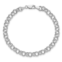 14k White Gold Hollow Double Link Charm Bracelet-DO541W-7
