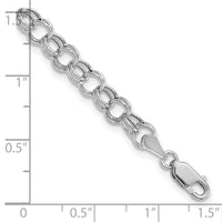 14k White Gold Hollow Double Link Charm Bracelet-DO541W-7