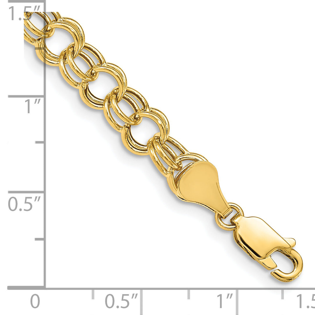 14k Hollow Double Link Charm Bracelet-DO542-7