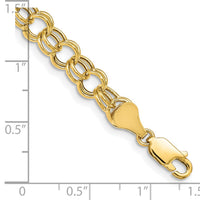 14k Hollow Double Link Charm Bracelet-DO542-8