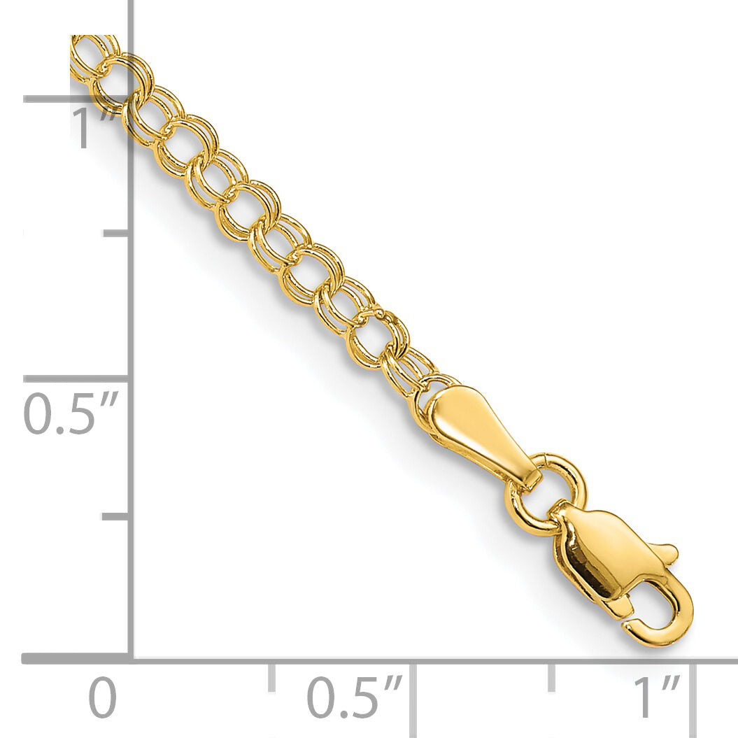 14k 3mm Solid Double Link Charm Bracelet-DO553-7