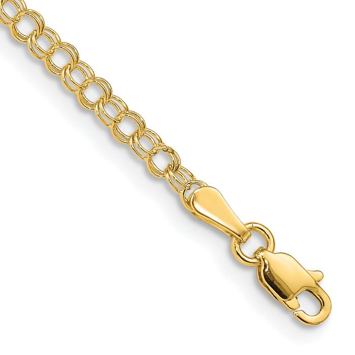14k 3mm Solid Double Link Charm Anklet-DO553-9