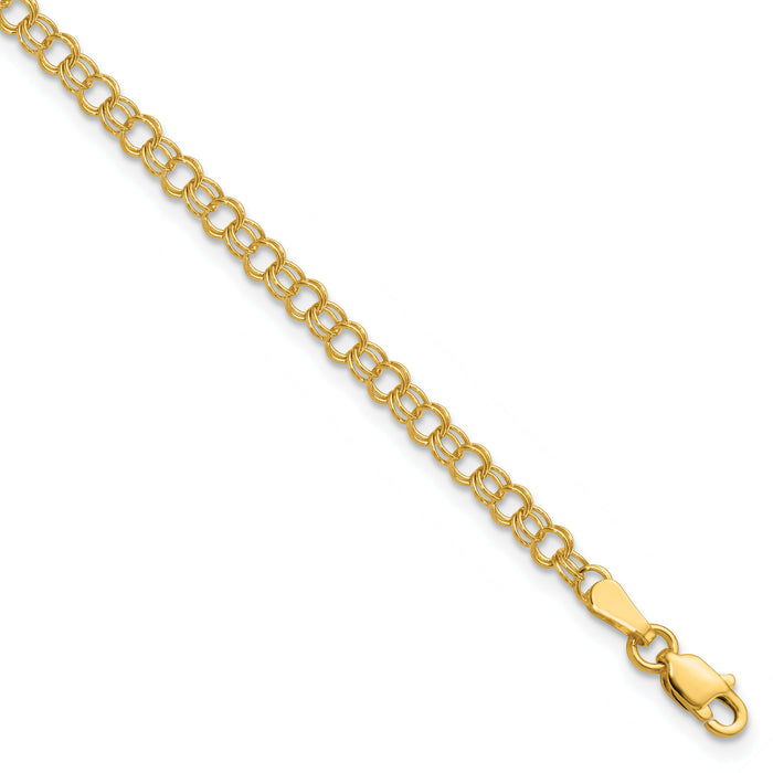 14k 3.5mm Solid Double Link Charm Bracelet-DO554-5.5