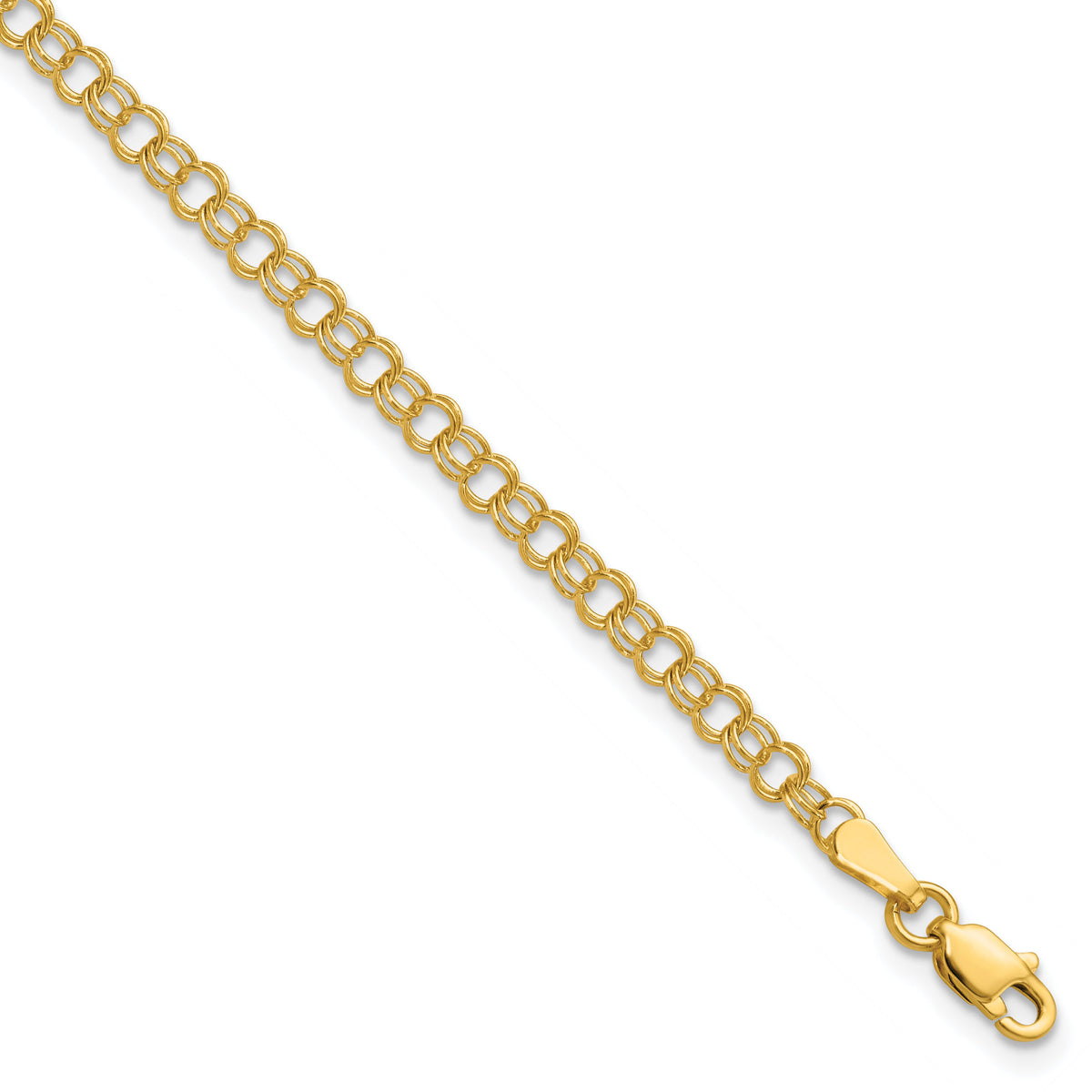14k 3.5mm Solid Double Link Charm Bracelet-DO554-6