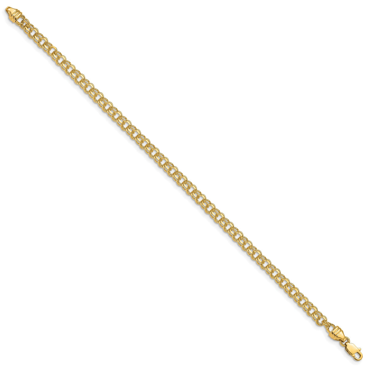 14k 8in 3.75mm Solid Double Link Charm Bracelet-DOH15-8