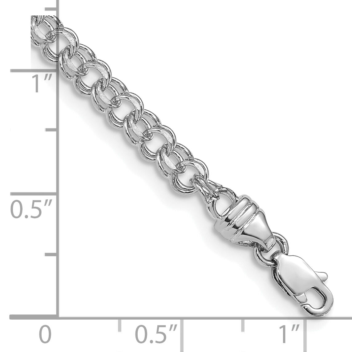 14k White Gold 7in 3.75mm Solid Double Link Charm Bracelet-DOH15W-7