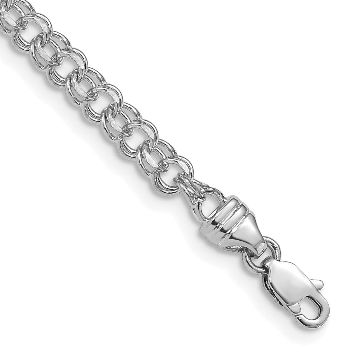 14k White Gold 8in 3.75mm Solid Double Link Charm Bracelet-DOH15W-8