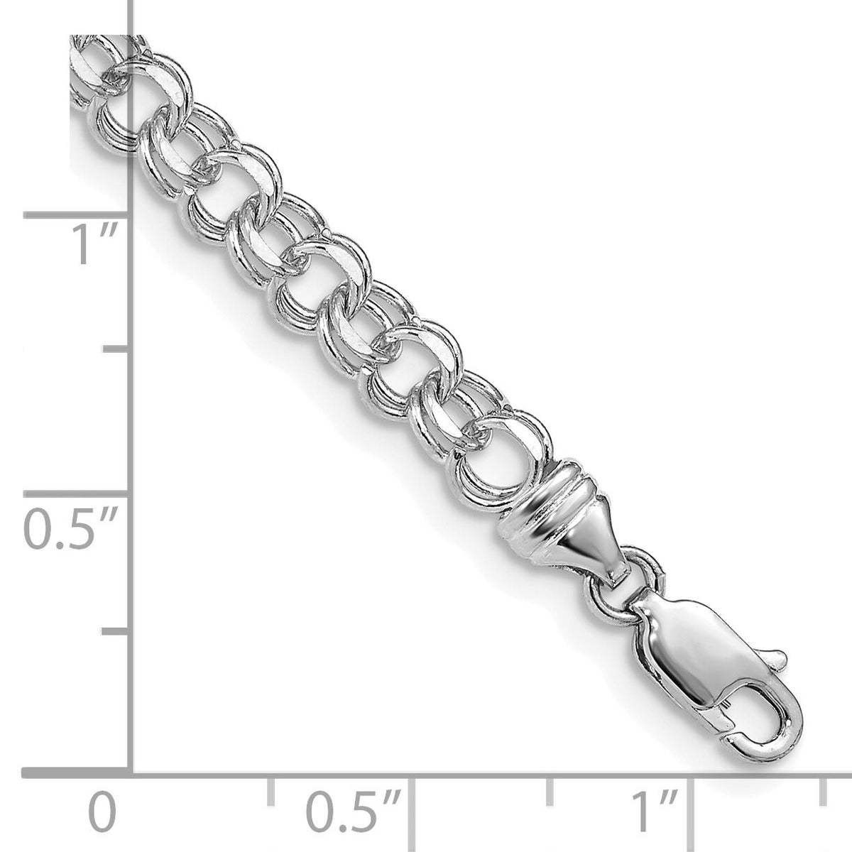 14k White Gold 7in 4.75mm Solid Double Link Charm Bracelet-DOH16W-7