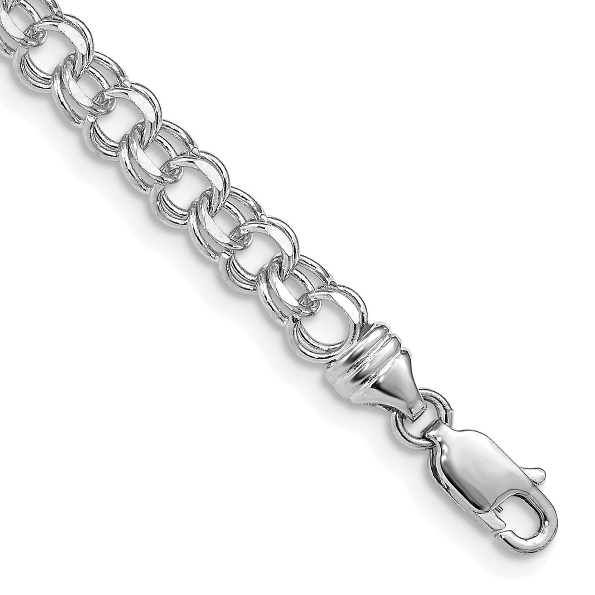 14k White Gold 8in 4.75mm Solid Double Link Charm Bracelet-DOH16W-8