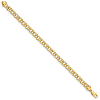 14k 7in 5.5mm Solid Double Link Charm Bracelet-DOH17-7