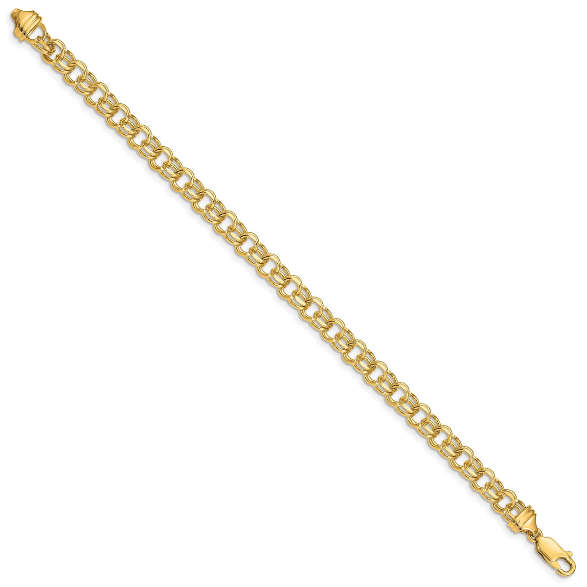 14k 8in 5.5mm Solid Double Link Charm Bracelet-DOH17-8