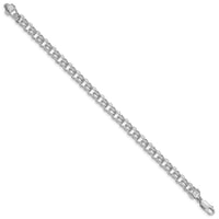 14k White Gold 7in 5.5mm Solid Double Link Charm Bracelet-DOH17W-7