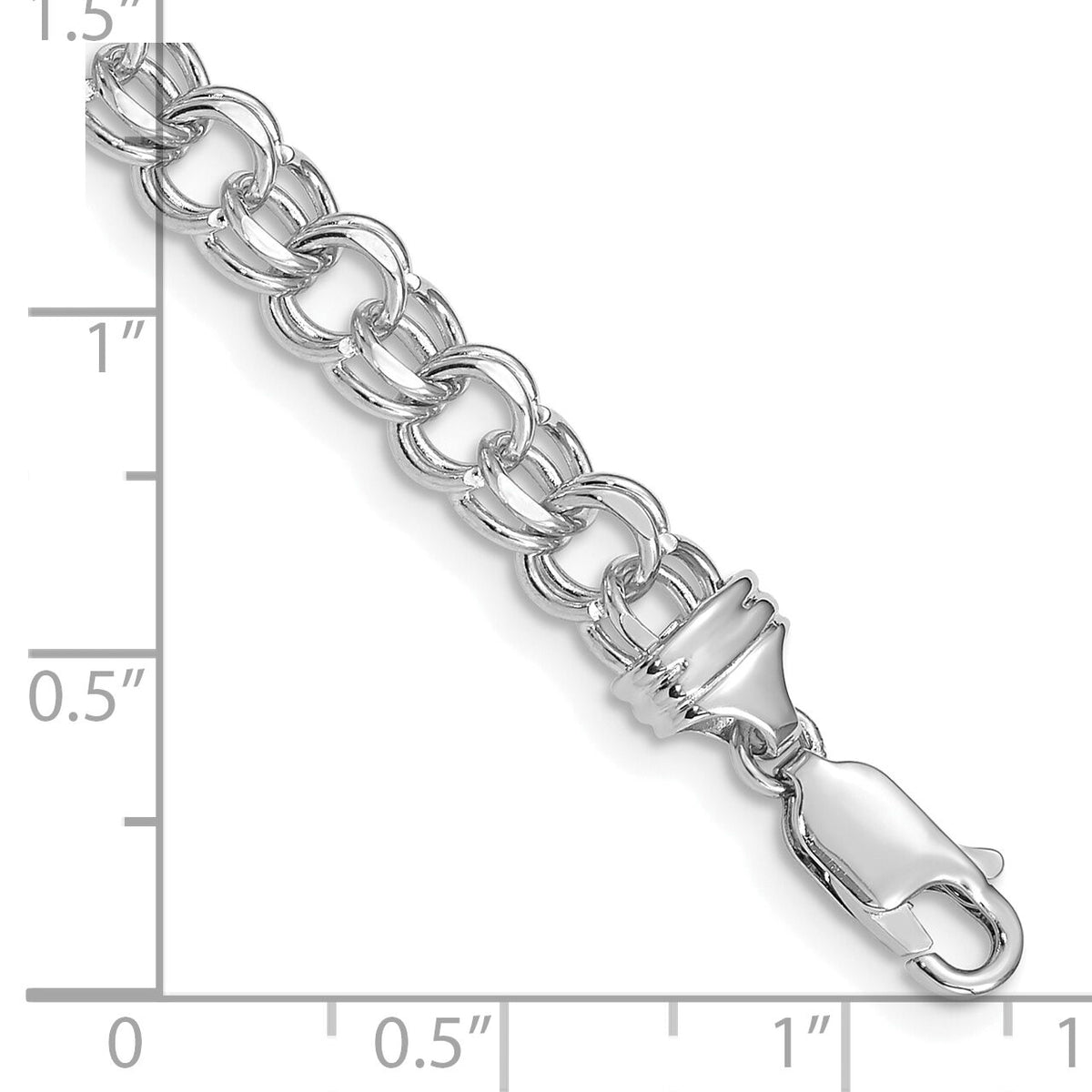 14k White Gold 7in 5.5mm Solid Double Link Charm Bracelet-DOH17W-7