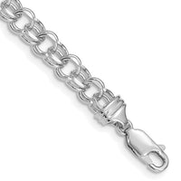 14k White Gold 7in 5.5mm Solid Double Link Charm Bracelet-DOH17W-7