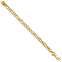 14k 7in 6.5mm Solid Double Link Charm Bracelet-DOH18-7