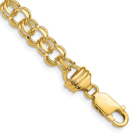 14k 7in 6.5mm Solid Double Link Charm Bracelet-DOH18-7