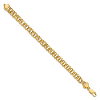 14k 8in 7.5mm Solid Double Link Charm Bracelet-DOH19-8