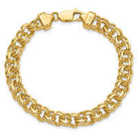 14k 8in 7.5mm Solid Double Link Charm Bracelet-DOH19-8