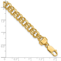 14k 7in 7.5mm Solid Double Link Charm Bracelet-DOH19-7