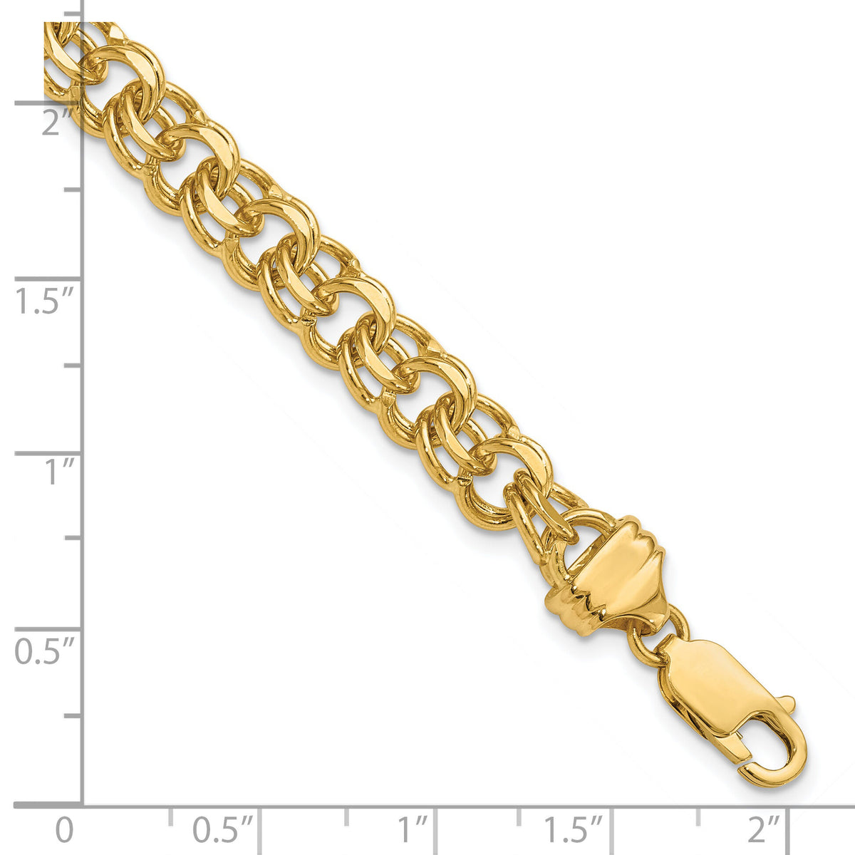 14k 8in 7.5mm Solid Double Link Charm Bracelet-DOH19-8