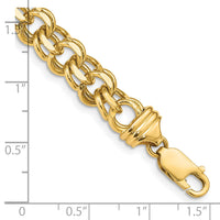 14k 8in 8.5mm Solid Double Link Charm Bracelet-DOH20-8