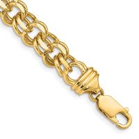 14k 8in 8.5mm Solid Double Link Charm Bracelet-DOH20-8