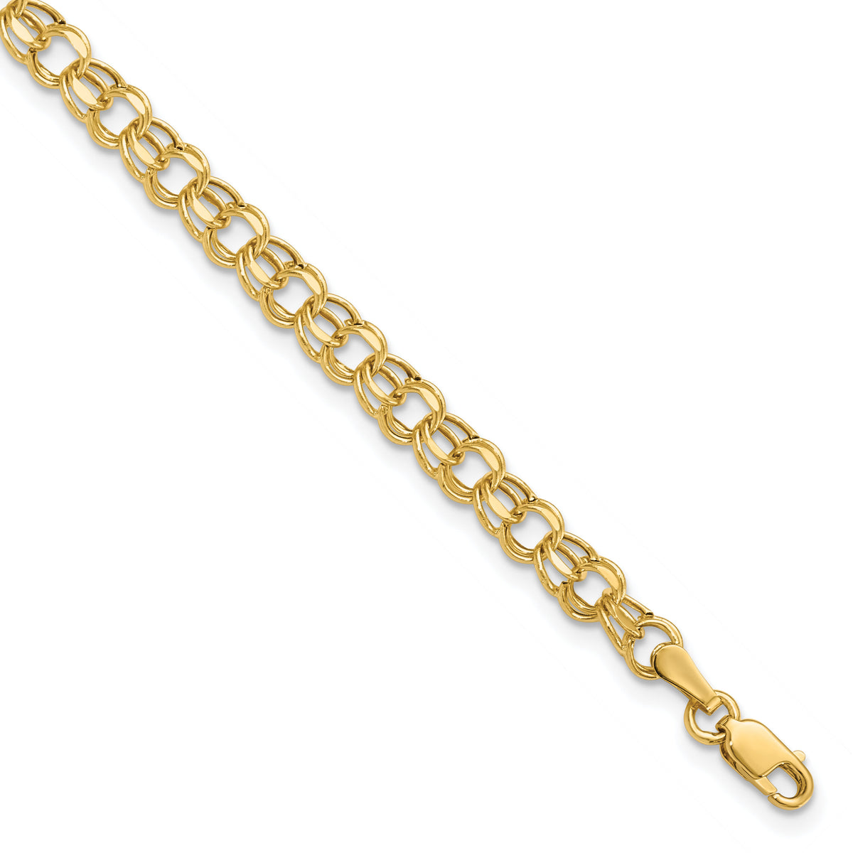 14k 6in 4.5mm Hollow Double Link Charm Bracelet-DOH21-6