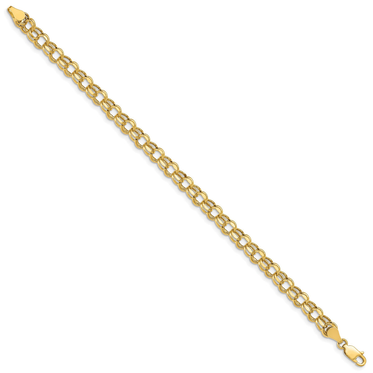 14k 7in 5.5mm Hollow Double Link Charm Bracelet-DOH22-7