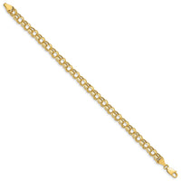 14k 8in 5.5mm Hollow Double Link Charm Bracelet-DOH22-8