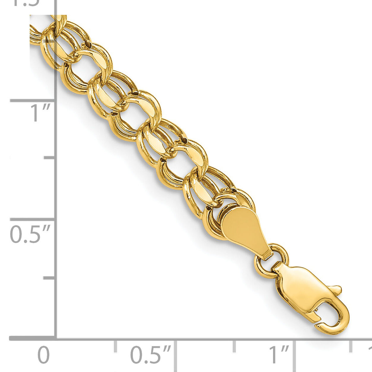 14k 7in 5.5mm Hollow Double Link Charm Bracelet-DOH22-7