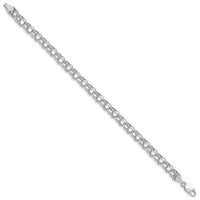 14k White Gold 7in 5.5mm Hollow Double Link Charm Bracelet-DOH22W-7