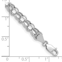 14k White Gold 7in 5.5mm Hollow Double Link Charm Bracelet-DOH22W-7