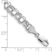 14k White Gold 7in 6.5mm Hollow Double Link Charm Bracelet-DOH23W-7