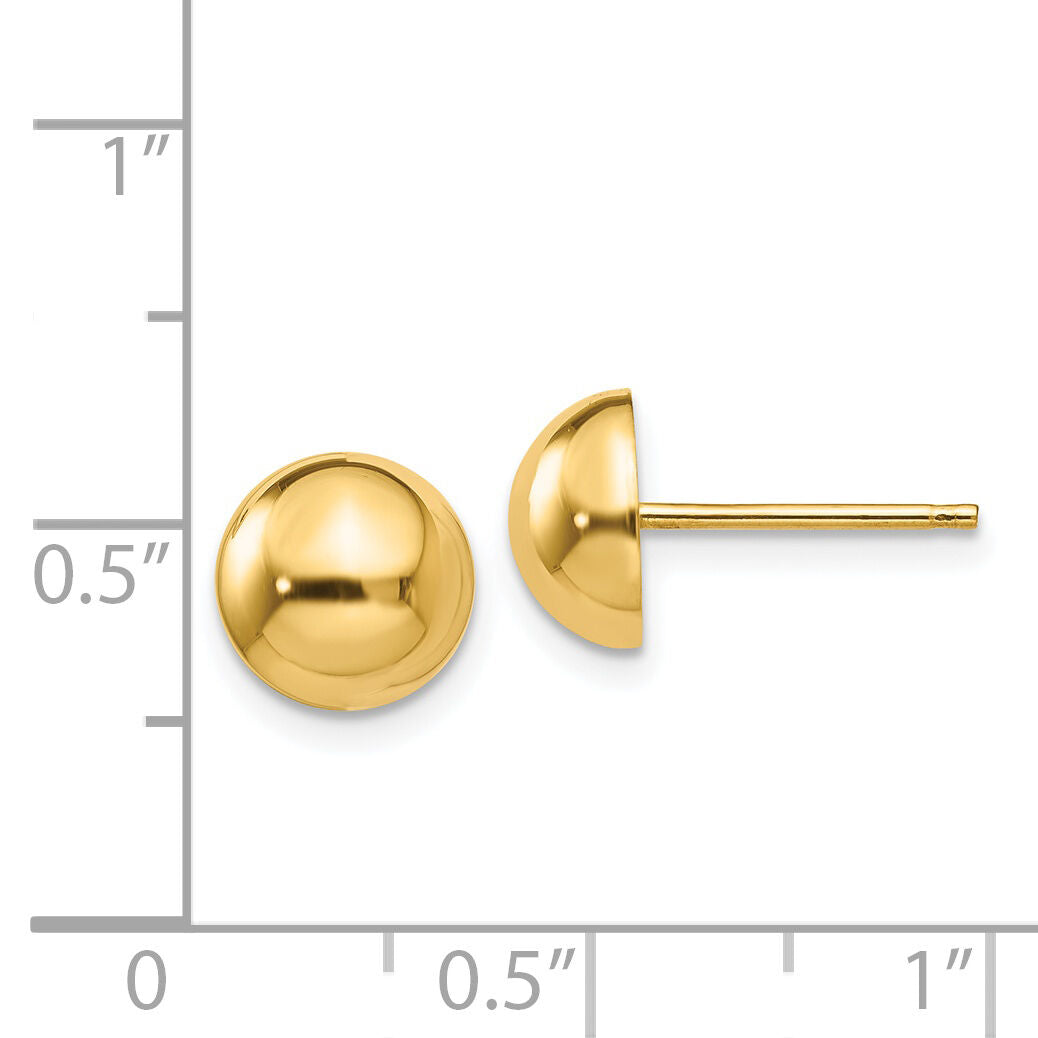 14k Polished 8mm Half Ball Post Earrings-E1033