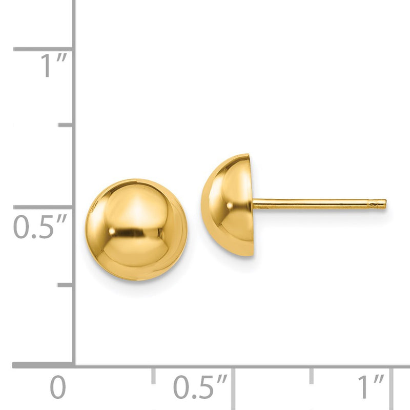 14k Polished 8mm Half Ball Post Earrings-E1033