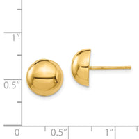 14k Polished 10mm Half Ball Post Earrings-E1034