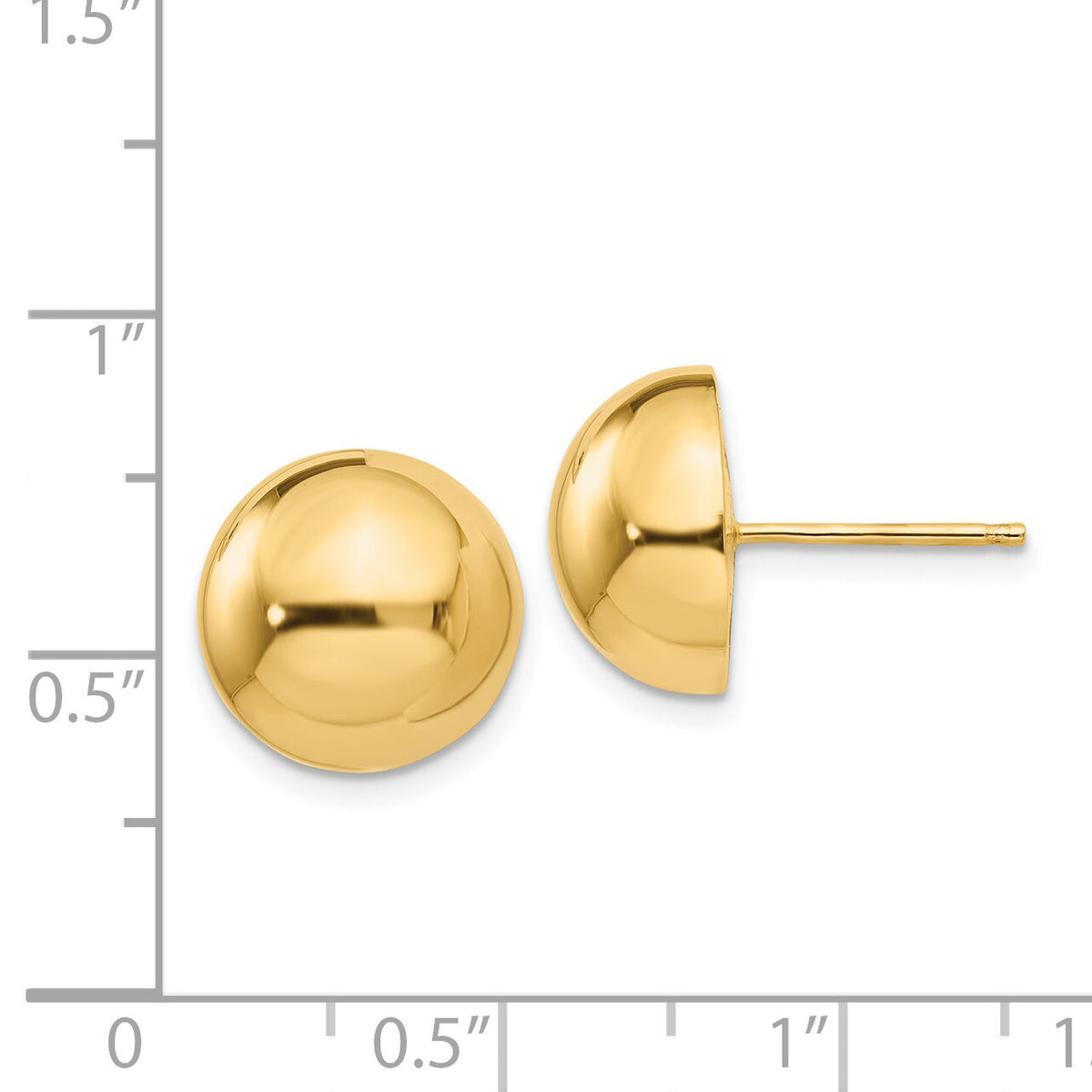 14k Polished 12mm Half Ball Post Earrings-E1035