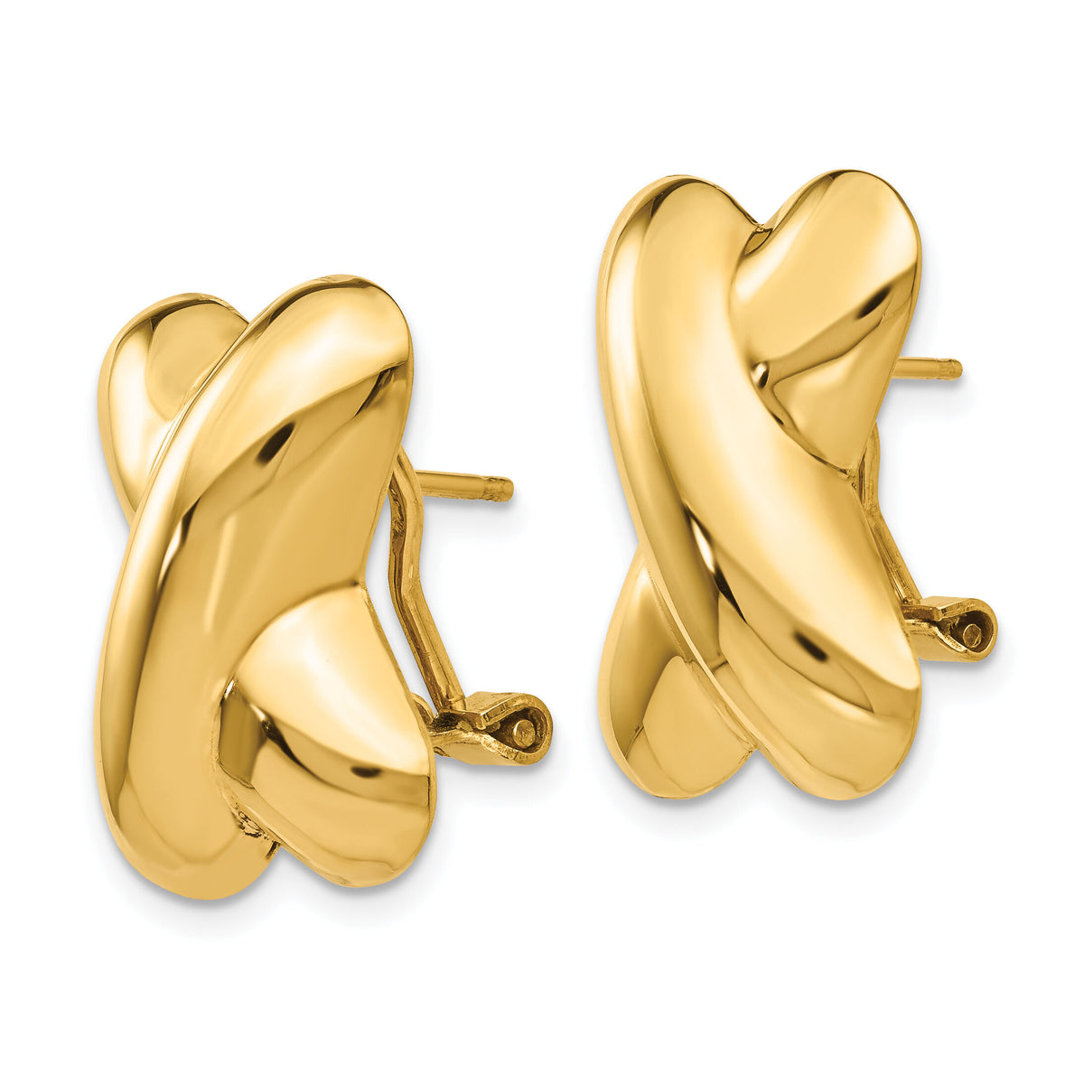 14k Polished X Omega Back Post Earrings-E157