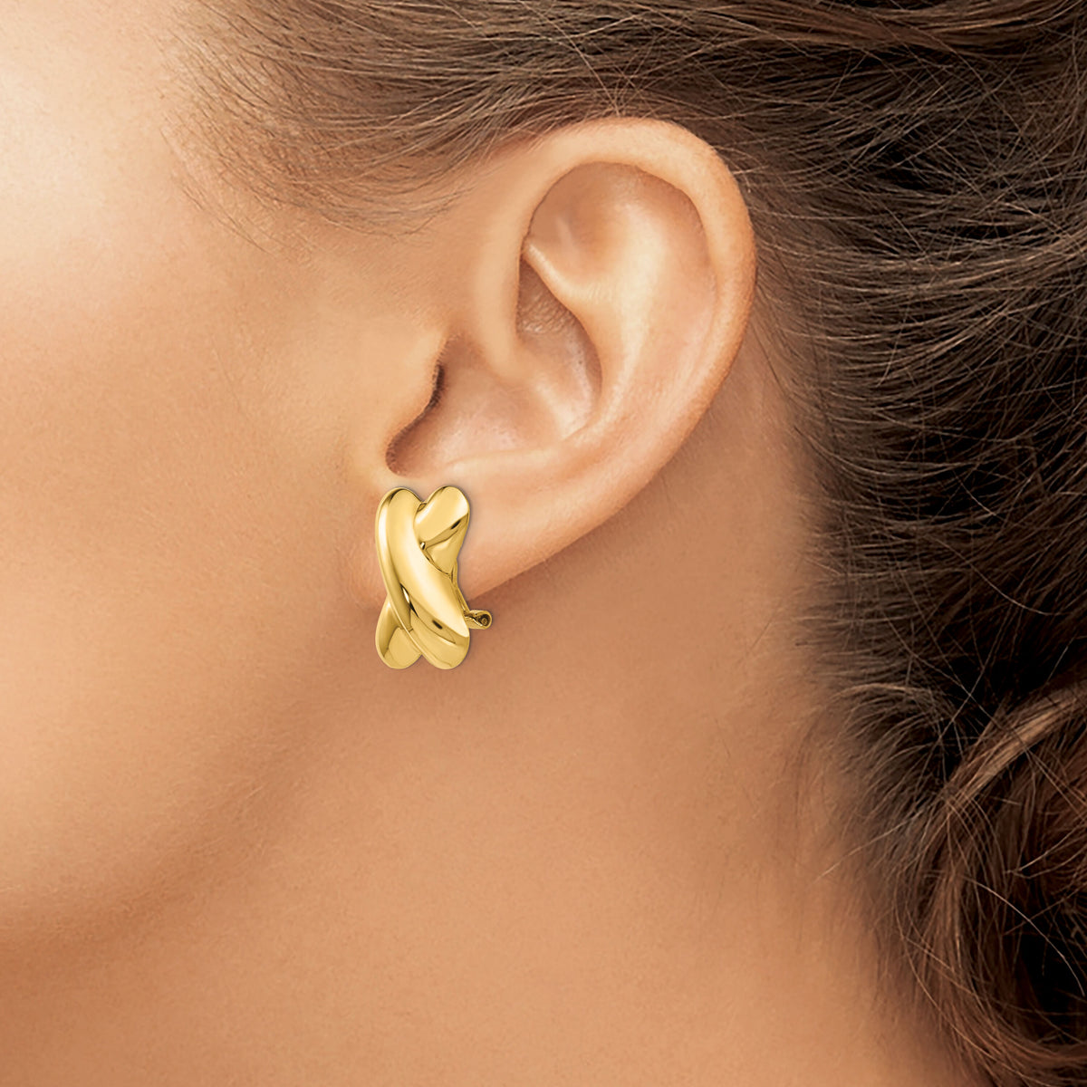14k Polished X Omega Back Post Earrings-E157